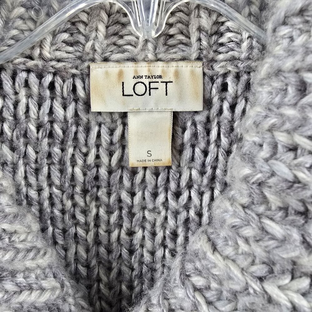 LOFT Gray and Black Colorblock Cardigan - Picture 3 of 6